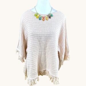Anthropologie Sweater Open Weave Cotton Linen Oversized (XS)